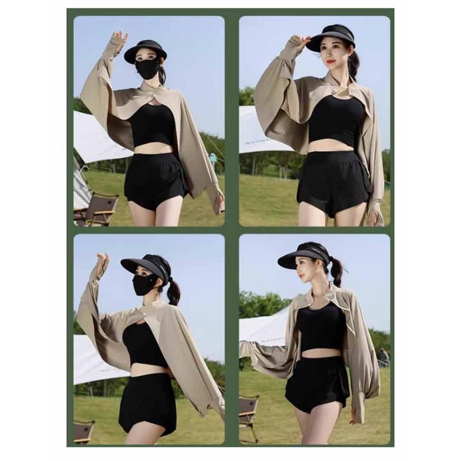 立ち襟 UVカット ボレロ 接触冷感 ポンチョ UPF50   カーディガン 夏用 薄手 レディース アームカバー 可愛い UV パーカー 日焼け対策 |  | 18