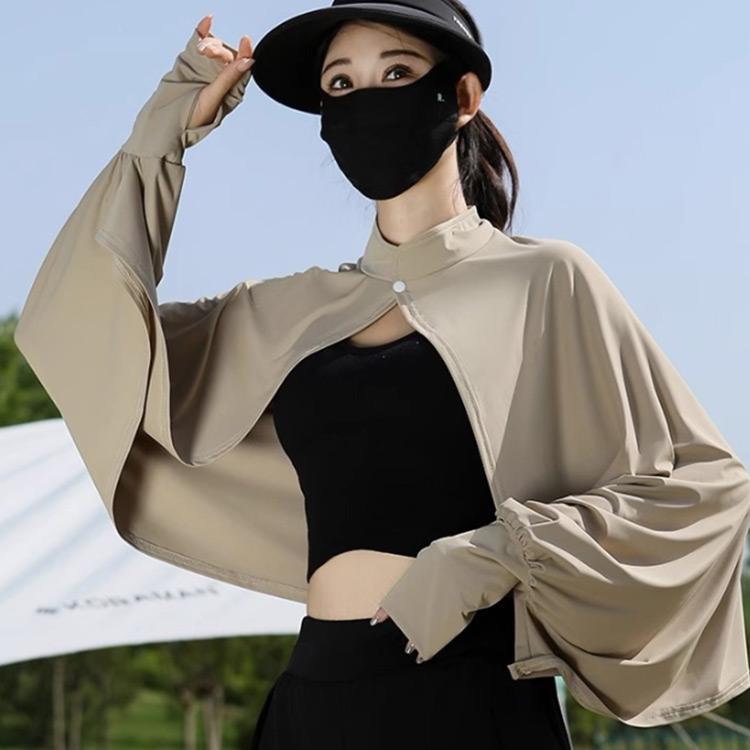 立ち襟 UVカット ボレロ 接触冷感 ポンチョ UPF50   カーディガン 夏用 薄手 レディース アームカバー 可愛い UV パーカー 日焼け対策 |  | 03