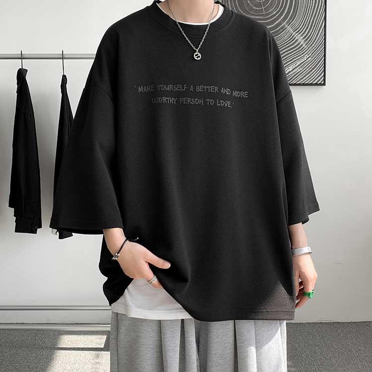 2枚セット 7分袖Tシャツ メンズ オーバーサイズ メンズ tシャツ 7分袖 ビッグ t シャツ オーバー サイズ 丸首 ビッグtシャツ 接触冷感 速 |  | 03