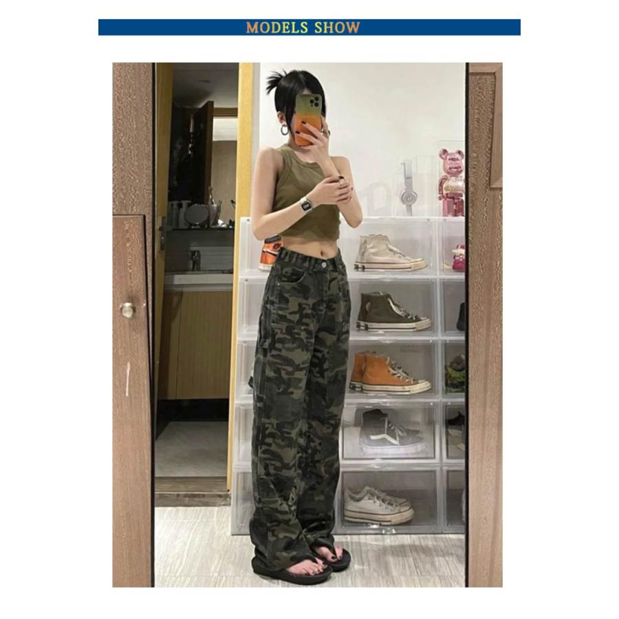 ミリタリーパンツ カーゴパンツ レディース ストリート ワイド ロングパンツ 迷彩 カモフラ ミリタリー 韓国ファッション アウトドア カジュアル ズ |  | 06