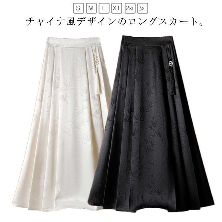 スカート レディース ロングスカート 夏 チャイナ風 プリーツスカート Aライン ハイウエスト フレアスカート ウエストゴム シンプル カジュアル 体 | ブランド登録なし | 05