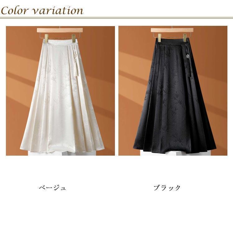 スカート レディース ロングスカート 夏 チャイナ風 プリーツスカート Aライン ハイウエスト フレアスカート ウエストゴム シンプル カジュアル 体 | ブランド登録なし | 06