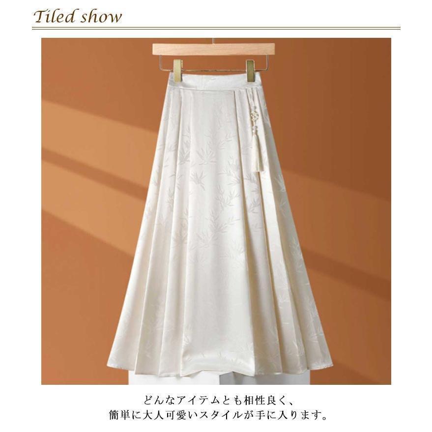 スカート レディース ロングスカート 夏 チャイナ風 プリーツスカート Aライン ハイウエスト フレアスカート ウエストゴム シンプル カジュアル 体 | ブランド登録なし | 07