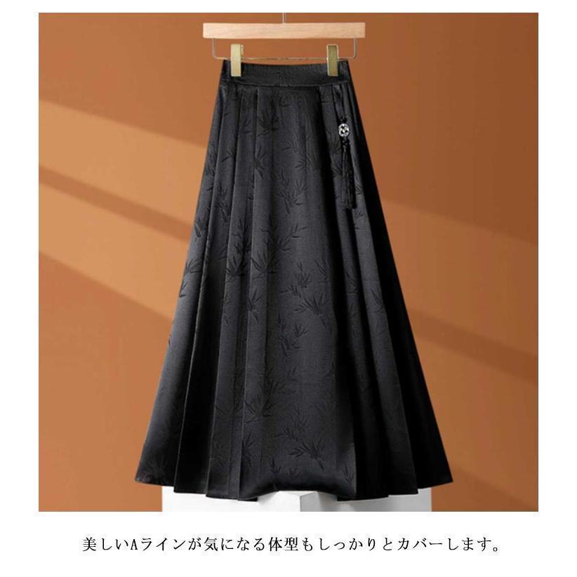 スカート レディース ロングスカート 夏 チャイナ風 プリーツスカート Aライン ハイウエスト フレアスカート ウエストゴム シンプル カジュアル 体 | ブランド登録なし | 09