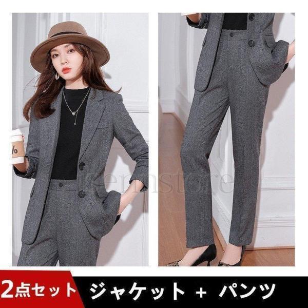 秋冬 スーツ フォーマル 厚手 冬用 長袖 ジャケット ズボン レディース 2つボタン ウール30% ポリエステル70% 大人結婚式 ビジネス | ブランド登録なし | 07