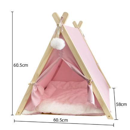 ペット用 ペットハウス ティピーテント ペットベッド 木製 犬小屋 ふわふわのクッション付き ベッド ドッグ キャット ハウス 猫 犬 ウサギ | ブランド登録なし | 04