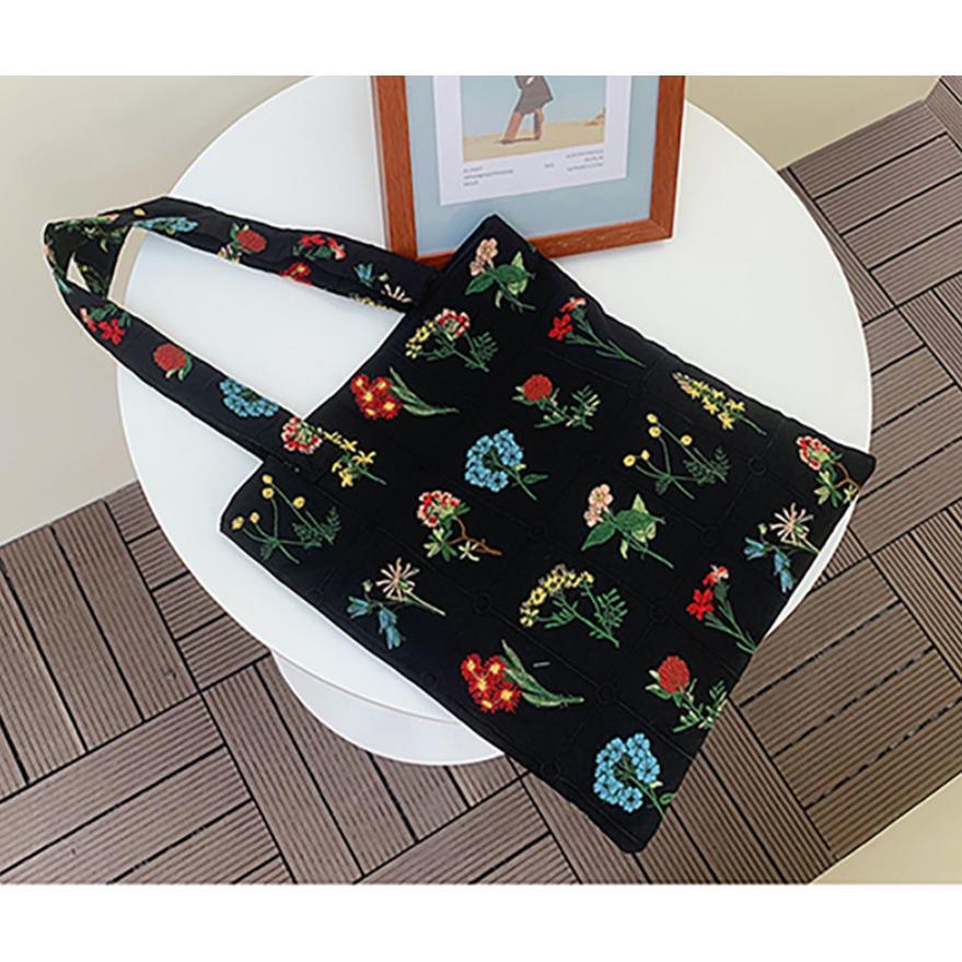 大きい トートバッグ キャンバス 花柄 トート 布 エコバッグ キャンパス レディース 厚手 エコバック バック トートバック内袋付き 刺繍 大容量 | ブランド登録なし | 08