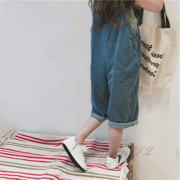 リバーシブル オールインワン 女の子 デニムパンツ 子供パンツ ロングパンツ ポケット付き ワイドパンツ | ブランド登録なし | 04
