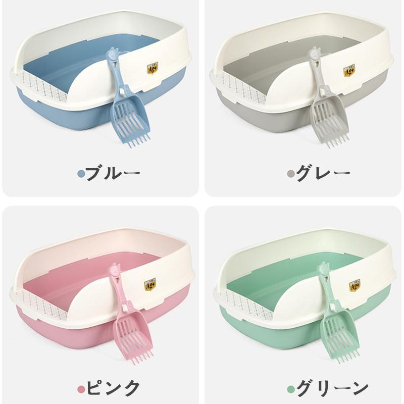 猫トイレ 大きめ ネコ 砂 小型 大型 猫 トイレ 四角 におい対策 猫砂 大容量 シンプル 開放式 飛び散り防止 猫用 ネコ用品 スコップ付き 清潔 | ブランド登録なし | 15