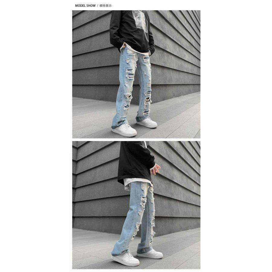 ダメージジーンズ メンズ メージデニム ストレートデニム ラッパー ダメージパンツ ダメージ ジーンズ カジュア | ブランド登録なし | 05