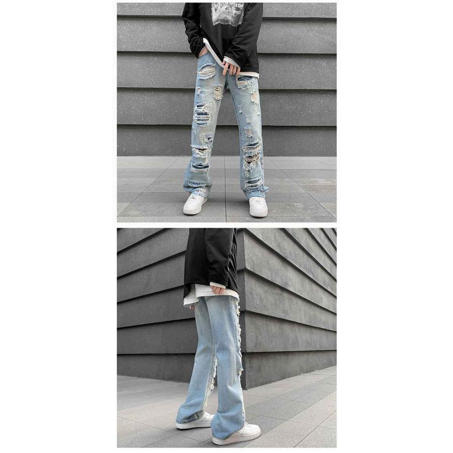 ダメージジーンズ メンズ メージデニム ストレートデニム ラッパー ダメージパンツ ダメージ ジーンズ カジュア | ブランド登録なし | 07