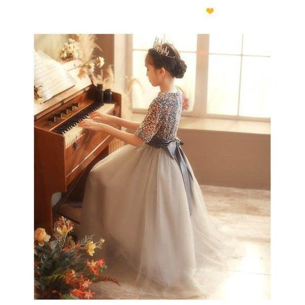 ピアノ発表会 ドレス 中学生 ワンピース 女の子 キッズドレス 子供服 ロング ガール 子供ドレス 長袖 袖あり 演奏会 フラワーガール ベールガール | ブランド登録なし | 06