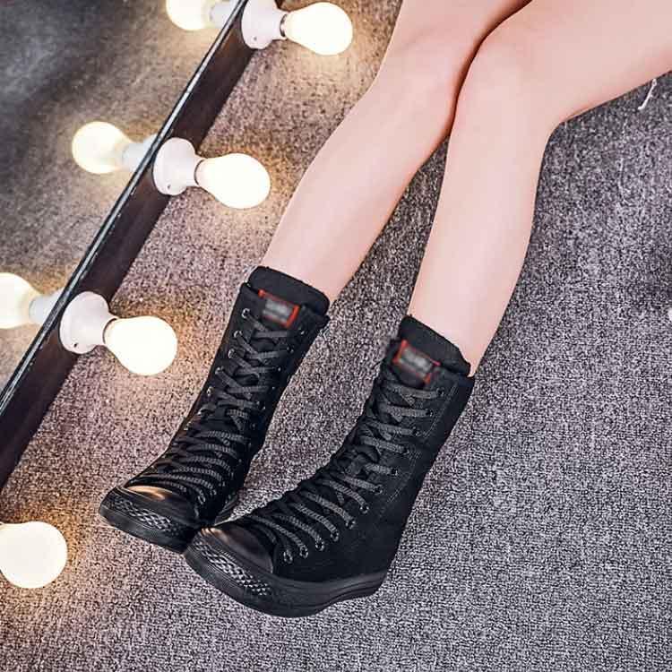 スニーカーブーツ ブーツ レディース 大きサイズ ミドル 黒 レースアップ サイドジップ 白 インヒール 美脚 ダンススニーカー ダンスシューズ 滑り | ブランド登録なし | 02