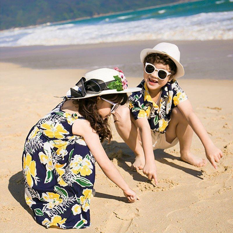 アロハシャツ メンズ キッズ 親子 リンク コーデ 親子 ペアルック 親子お揃い 母の日 親子ペア カップル服 花柄リゾートワンピース | ブランド登録なし | 07