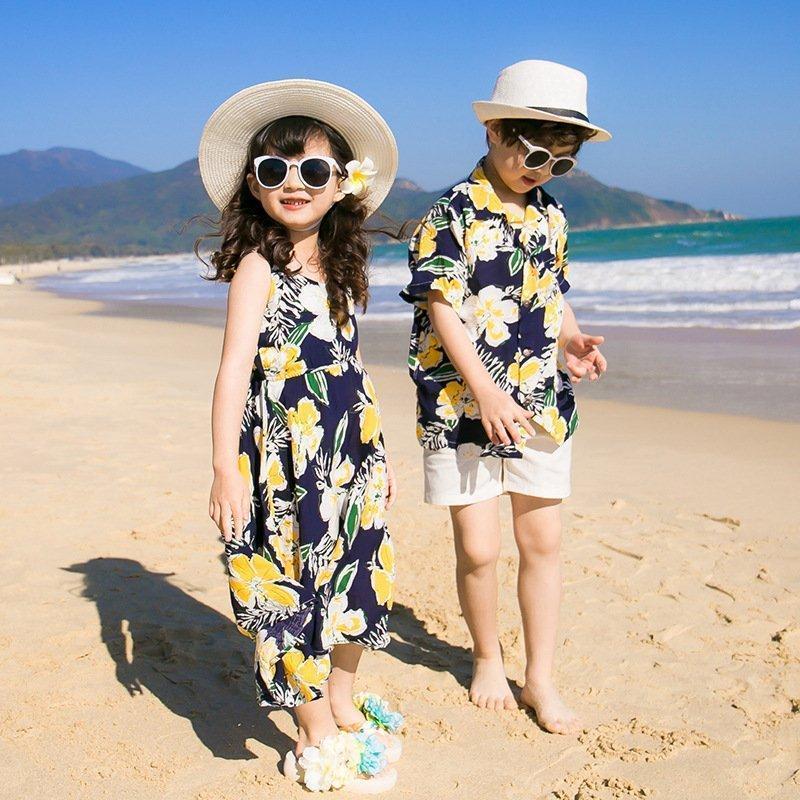 アロハシャツ メンズ キッズ 親子 リンク コーデ 親子 ペアルック 親子お揃い 母の日 親子ペア カップル服 花柄リゾートワンピース | ブランド登録なし | 08