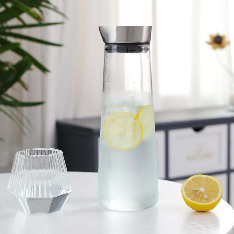 ガラス ピッチャー 蓋付き 1リットル 麦茶ポット 耐熱 食洗器対応 洗いやすい ポケット 水差し ボトル スリム 冷茶 ジャグ ウォーターピッチャー | ブランド登録なし | 04