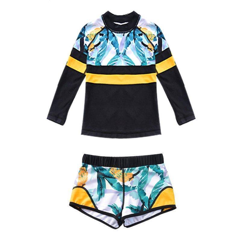 キッズ水着男の子 女の子 子供水着 ラッシュガード 長袖 セパレート 3点セット ジュニア こども服 レギンス スイムウェア 海水浴 UV対策 | ブランド登録なし | 19