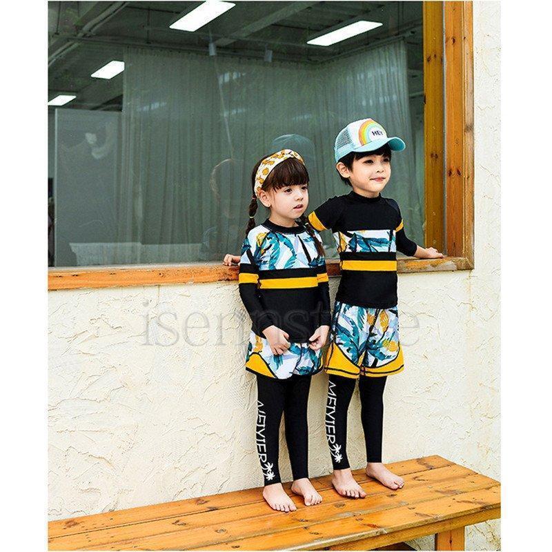 キッズ水着男の子 女の子 子供水着 ラッシュガード 長袖 セパレート 3点セット ジュニア こども服 レギンス スイムウェア 海水浴 UV対策 | ブランド登録なし | 03