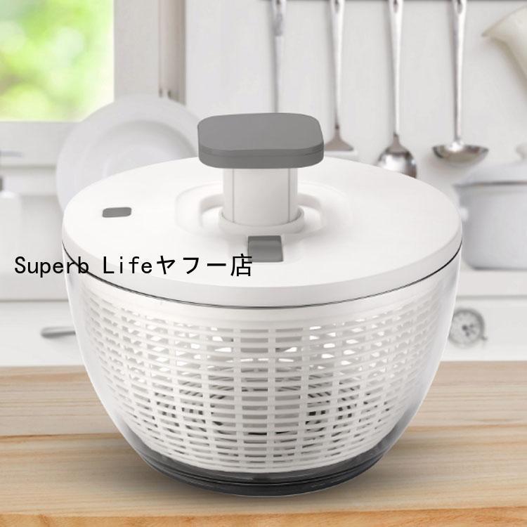 クリアサラダスピナー 野菜水切り 水切りかご スピナー プッシュ式 サラダスピナー コンパクト 6リットル ボウル 分解 可能 水切り器 調理器具 キ | ブランド登録なし | 01