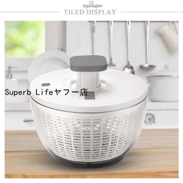 クリアサラダスピナー 野菜水切り 水切りかご スピナー プッシュ式 サラダスピナー コンパクト 6リットル ボウル 分解 可能 水切り器 調理器具 キ | ブランド登録なし | 07