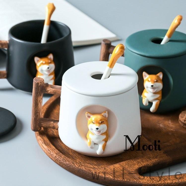 マグカップ 北欧 おしゃれ 柴犬柄 コーヒーカップ 大きい 陶器 ハンドメイド ティーカップ 大容量 コップ カフェマグ キッチン雑貨 洋食器 和食器 | ブランド登録なし | 10