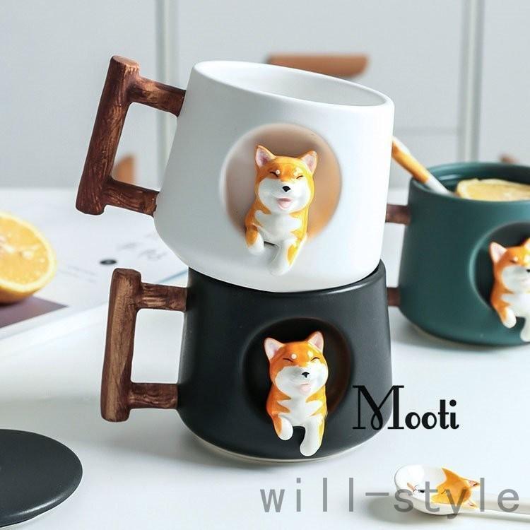 マグカップ 北欧 おしゃれ 柴犬柄 コーヒーカップ 大きい 陶器 ハンドメイド ティーカップ 大容量 コップ カフェマグ キッチン雑貨 洋食器 和食器 | ブランド登録なし | 13