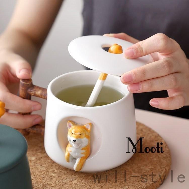 マグカップ 北欧 おしゃれ 柴犬柄 コーヒーカップ 大きい 陶器 ハンドメイド ティーカップ 大容量 コップ カフェマグ キッチン雑貨 洋食器 和食器 | ブランド登録なし | 17
