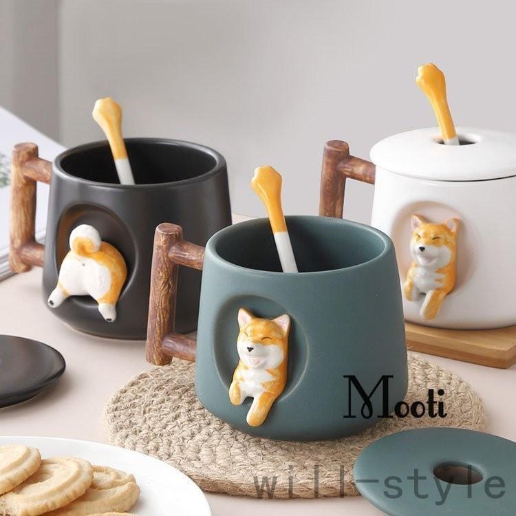 マグカップ 北欧 おしゃれ 柴犬柄 コーヒーカップ 大きい 陶器 ハンドメイド ティーカップ 大容量 コップ カフェマグ キッチン雑貨 洋食器 和食器 | ブランド登録なし | 09