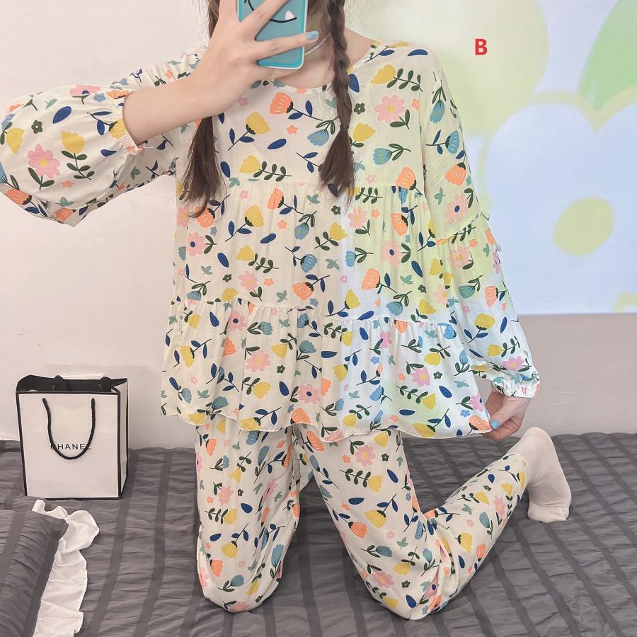 パジャマ レディース ルームウェア 上下セット シャツパジャマ 女性用 七分袖 丸首 綿のパジャマ 前開き 長袖 ダブルガーゼ 春夏秋向き素材 入院 | ブランド登録なし | 03