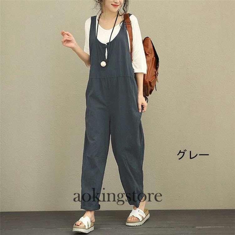 サロペットパンツサロペットレディースオールインワン春夏秋きれいめオーバーオールサロペットパンツ薄ロングパンツレディースファッション | ブランド登録なし | 10
