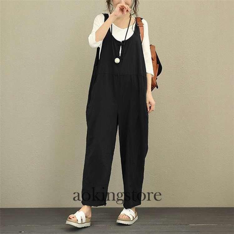 サロペットパンツサロペットレディースオールインワン春夏秋きれいめオーバーオールサロペットパンツ薄ロングパンツレディースファッション | ブランド登録なし | 07
