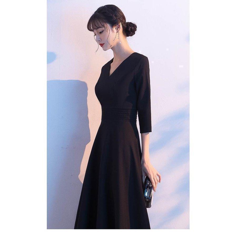 おしゃれロング ドレス パーティードレス 個性的 袖あり Vネック カシュクール 結婚式 二次会 お呼ばれ フォーマル 演奏会　発表会 かっこいい | ブランド登録なし | 02
