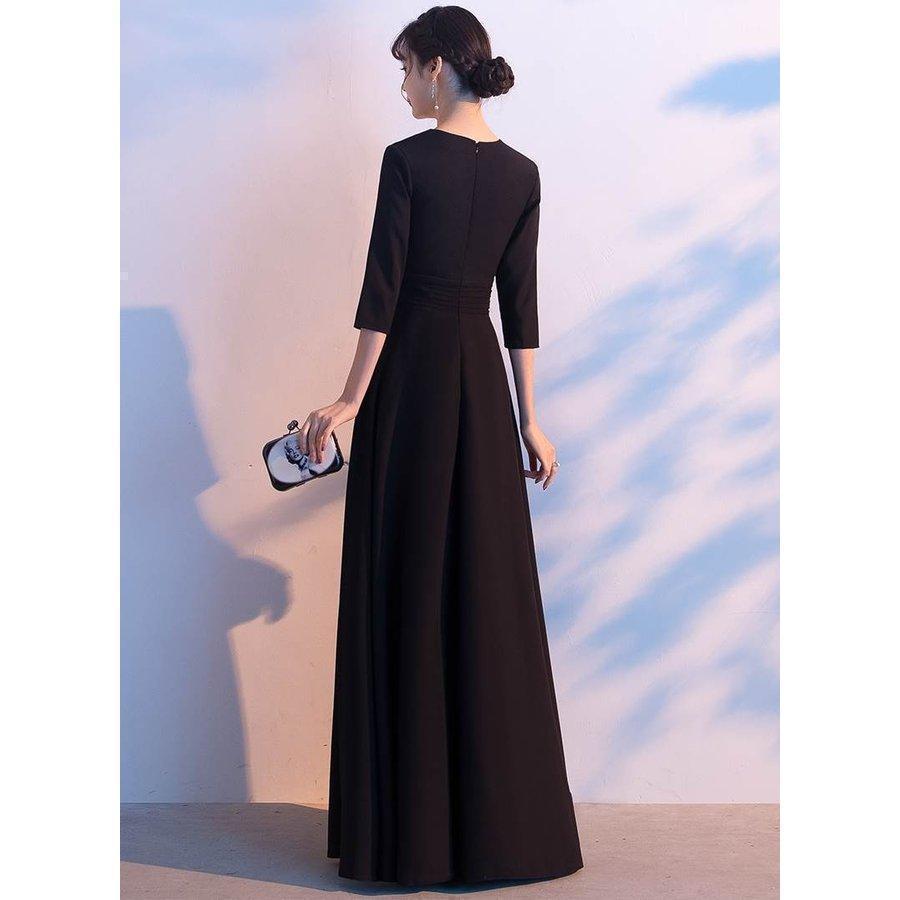 おしゃれロング ドレス パーティードレス 個性的 袖あり Vネック カシュクール 結婚式 二次会 お呼ばれ フォーマル 演奏会　発表会 かっこいい | ブランド登録なし | 05