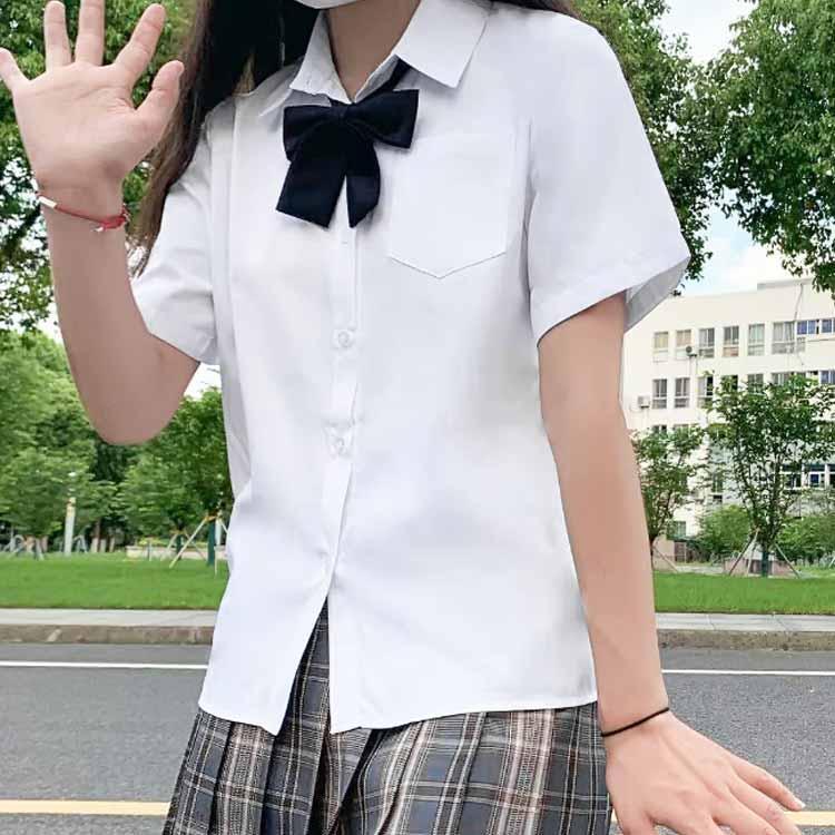 半袖 学生服 透けない 胸ポケット シャツ 女子 シャツ スクール ブラウス ワイシャツ レディース 制服 開襟 おしゃれ 中学生 高校生 | ブランド登録なし | 02