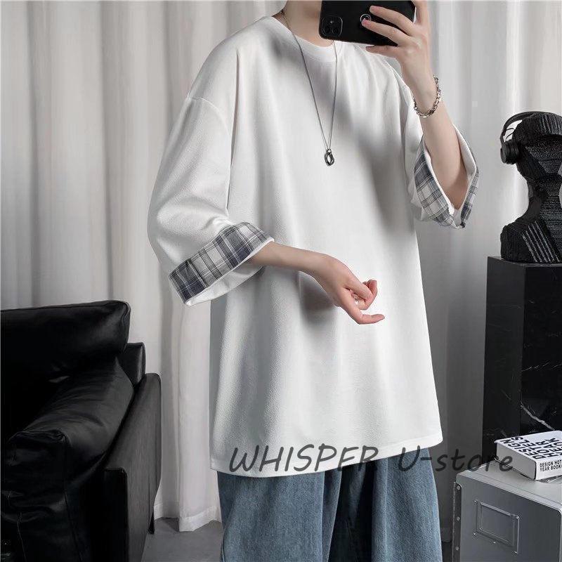 Tシャツ 7分袖 メンズ 七分丈tシャツ シンプル 着重ね 大きいサイズ 無地 学生 カジュアル ス 涼しい ユニフォーム かっこいい 夏服 | ブランド登録なし | 01