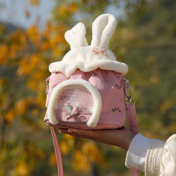 小動物 キャリーバッグ ペットキャリー ハムスター リス うさぎ ハリネズミ キャリーポーチ 布製 ショルダーバッグ 折り畳み コンパクト収納 メッシ | ブランド登録なし | 04