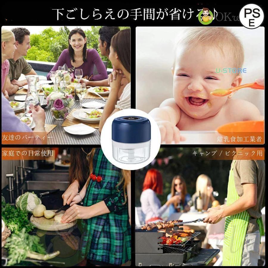 電動フードプロセッサー おしゃれ ブレンダー 小型 大根おろし 離乳食 かき氷 泡立て しょうが みょうが ナッツ 薬味 軽量 調理家電 | ブランド登録なし | 02
