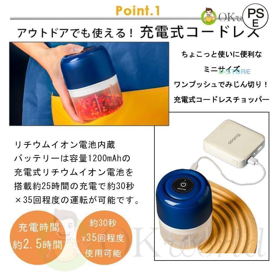 電動フードプロセッサー おしゃれ ブレンダー 小型 大根おろし 離乳食 かき氷 泡立て しょうが みょうが ナッツ 薬味 軽量 調理家電 | ブランド登録なし | 05