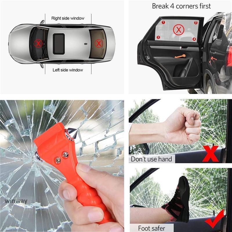 ２個セット 緊急脱出用ハンマー ガラスハンマー 車用 脱出 道具 脱出ハンマー シートベルトカッター付き 非常用 防災グッズ 窓ガラス 緊急ツール | ブランド登録なし | 08