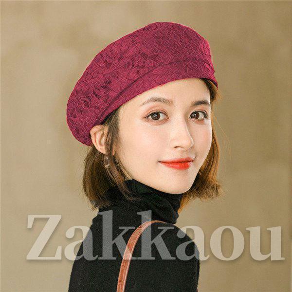 ベレー帽 レディース レース 花柄 全５色 大きめ ゆったり 通気性抜群 サイズ調節 サマーニット シンプル カジュアル オールシーズン おしゃれ | ブランド登録なし | 05