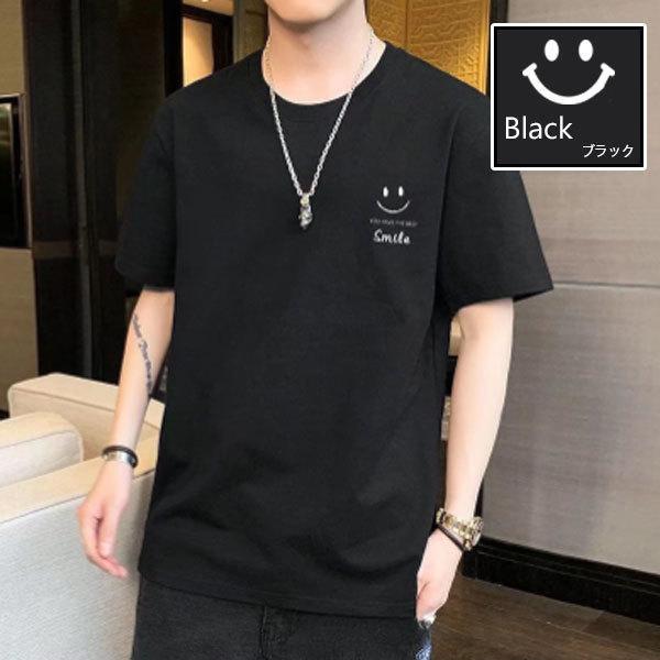 プリントTシャツ メンズ プリント 半袖 ワンポイント ユニセックス クルーネック 丸首 スマイル ワンポイント Tシャツ おしゃれ 春 夏 夏服 | ブランド登録なし | 01