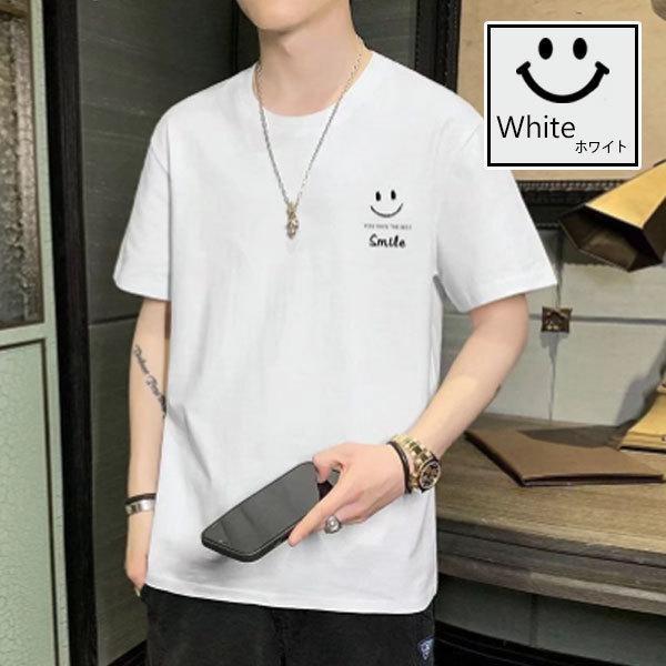 プリントTシャツ メンズ プリント 半袖 ワンポイント ユニセックス クルーネック 丸首 スマイル ワンポイント Tシャツ おしゃれ 春 夏 夏服 | ブランド登録なし | 02