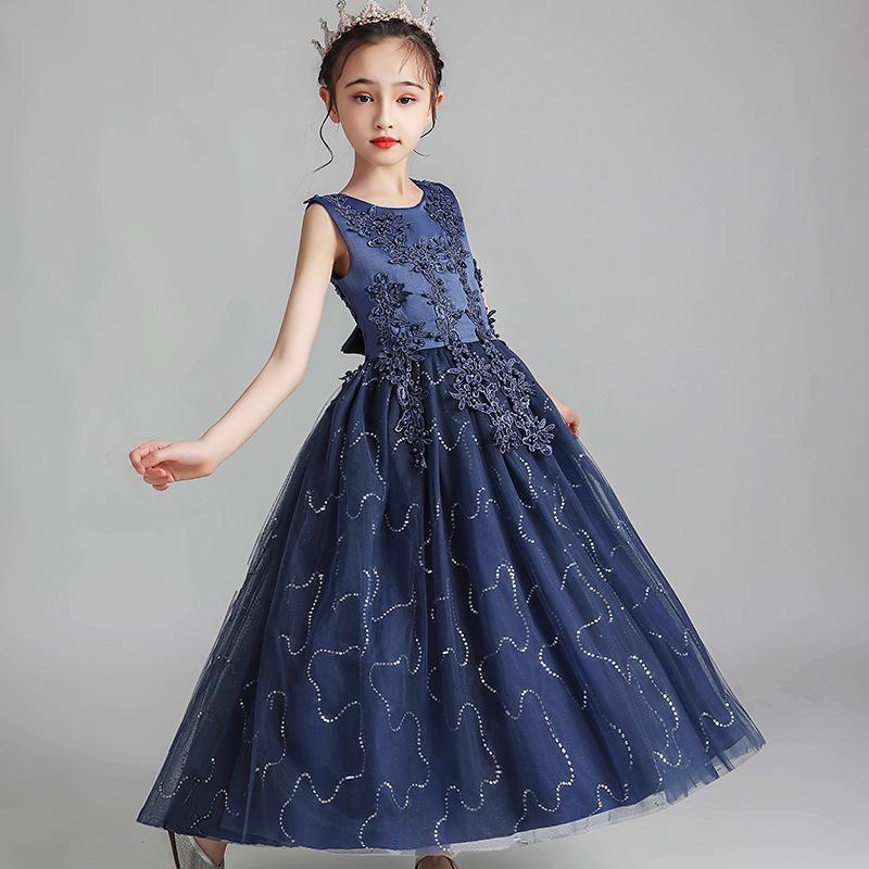 発表会 ロング子供ドレス結婚式 子供 女の子 刺繍レースチュールドレス 120 130 140 150 160 170cm | ブランド登録なし | 03