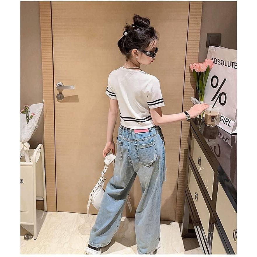キッズ デニム パンツ 子供服 ジーンズ キッズ 女の子 韓国 ダメージ パンツ ジーパン ストリート ロングパンツ 小学生 中学生 ダンスパンツ | ブランド登録なし | 04