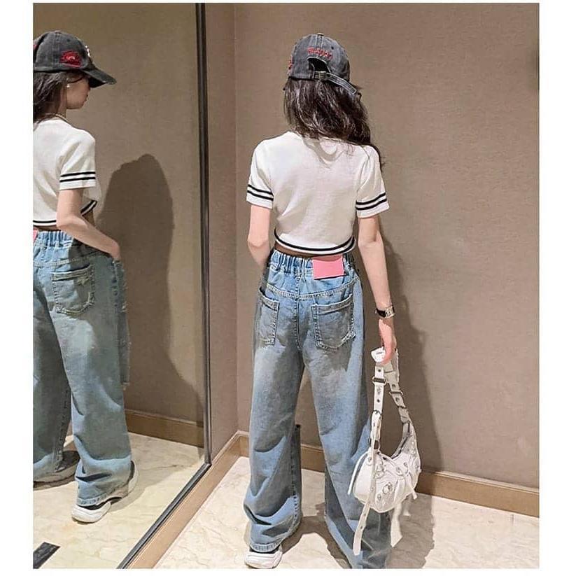 キッズ デニム パンツ 子供服 ジーンズ キッズ 女の子 韓国 ダメージ パンツ ジーパン ストリート ロングパンツ 小学生 中学生 ダンスパンツ | ブランド登録なし | 06