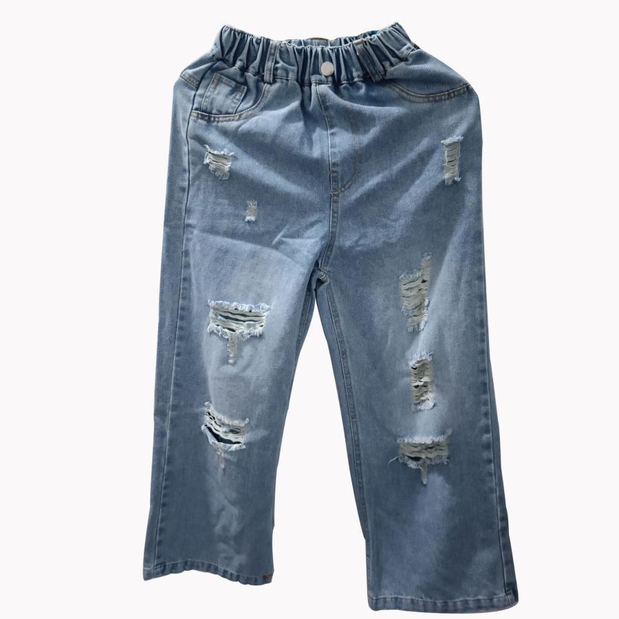 キッズ デニム パンツ 子供服 ジーンズ キッズ 女の子 韓国 ダメージ パンツ ジーパン ストリート ロングパンツ 小学生 中学生 ダンスパンツ | ブランド登録なし | 07