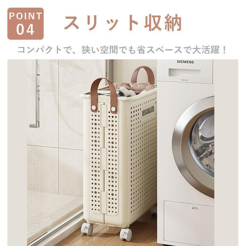 ランドリーバスケット キャスター付き スリムに折りたたみ 大容量 おしゃれ 北欧 メッシュ 折りたたみ式ランドリーバスケット | ブランド登録なし | 05