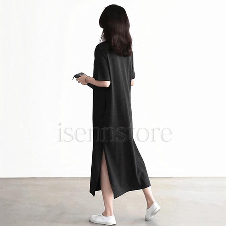 パジャマ ワンピース Vネック 半袖 ルームウェア レディース 夏 ロングワンピース モダール パッド付き スリット ネグリジェパジャマ 寝巻き | ブランド登録なし | 12