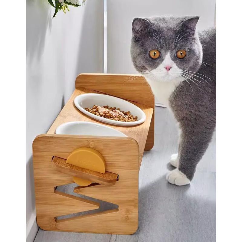食器 ネコボウル ねこエサ入れ 食器スタント 4段階高さ調節可能 ペット食器 犬 ご飯台 斜め 首への負担軽減 取り外し可能 小型犬 かわいい | ブランド登録なし | 02