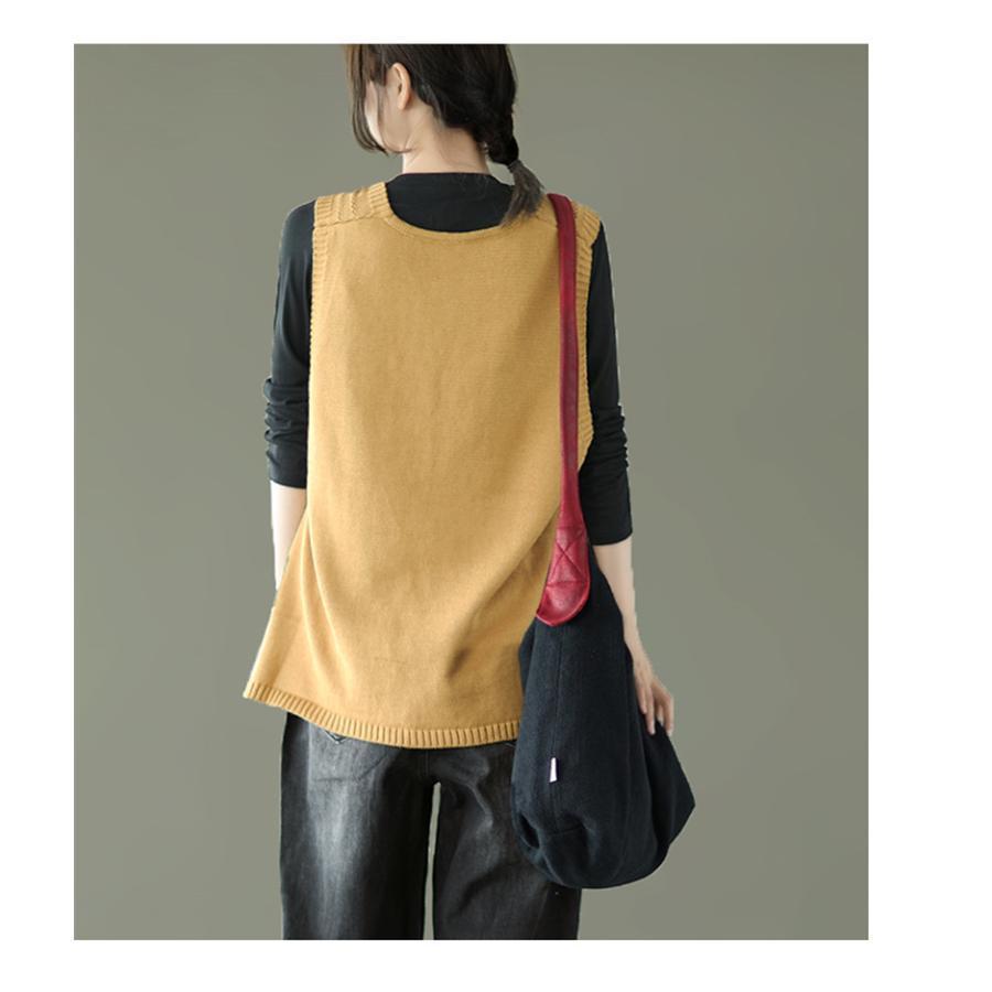 ニットベスト レディース チョッキ トップス サマー ベスト Vネック 一部 ノースリーブ プルオーバー お出かけ 着回し 薄手 トップス 体型カバー | ブランド登録なし | 14